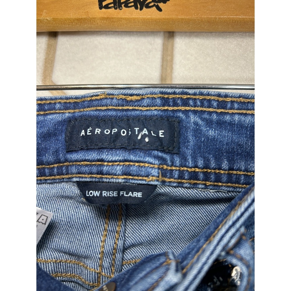 Aeropostale Women Low Rise Flare Jeans Blue Denim Stretch Casual Pants Size 4REG - Picture 5 of 16
